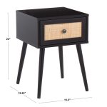Bora Bora Black Wood Contemporary Side Table with Rattan Drawer 23 Bora Bora Black Wood Contemporary Side Table with Rattan Drawer