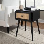 Bora Bora Black Wood Contemporary Side Table with Rattan Drawer 13 Bora Bora Black Wood Contemporary Side Table with Rattan Drawer