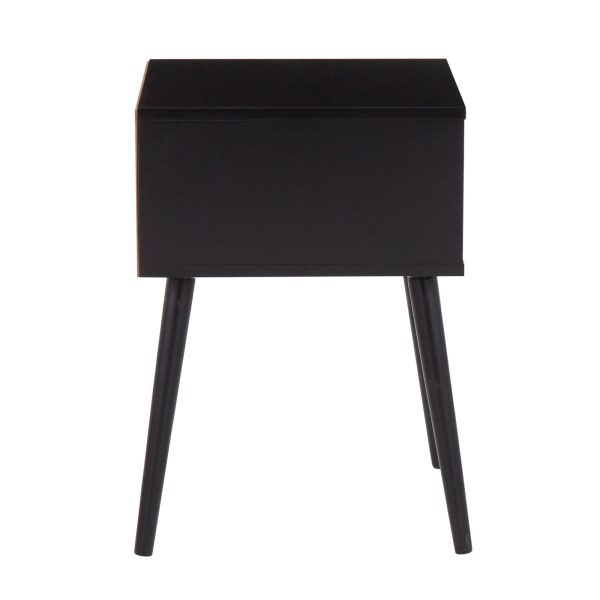 Bora Bora Black Wood Contemporary Side Table with Rattan Drawer 5