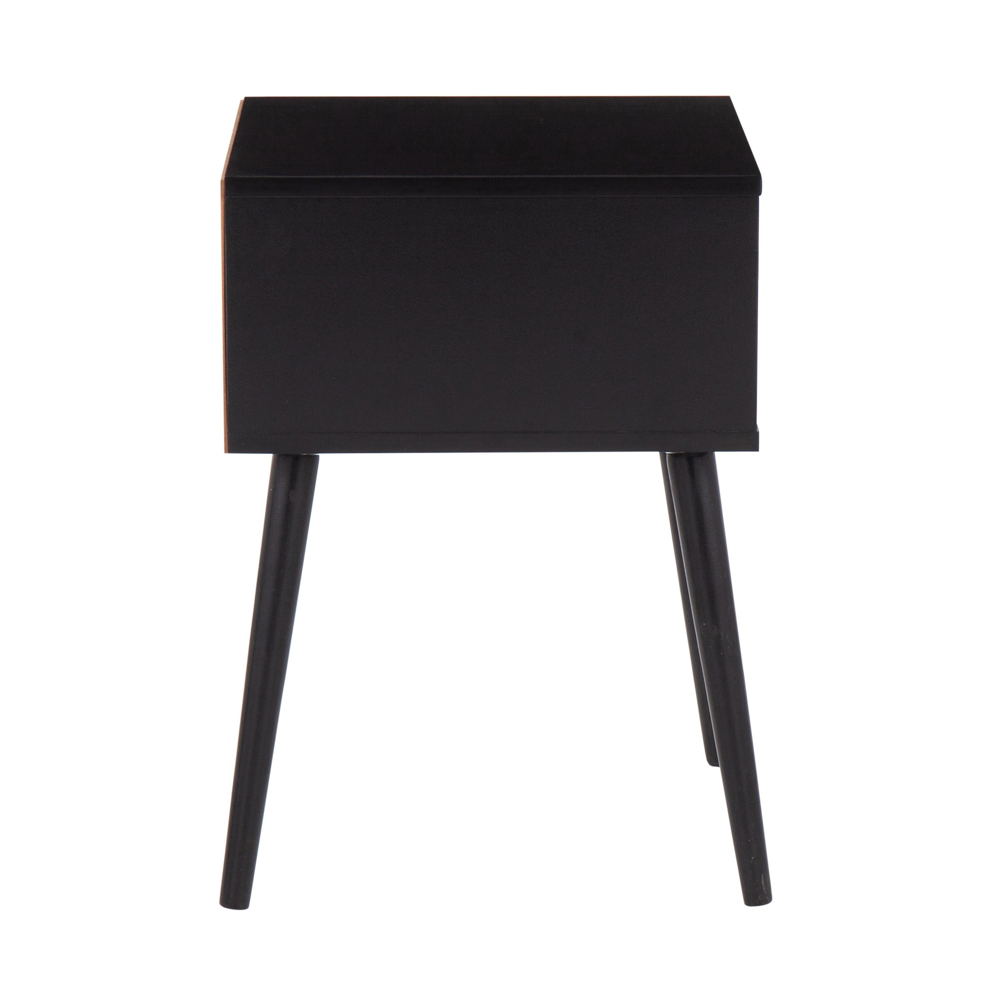 Bora Bora Black Wood Contemporary Side Table with Rattan Drawer 5 Bora Bora Black Wood Contemporary Side Table with Rattan Drawer - Image 5