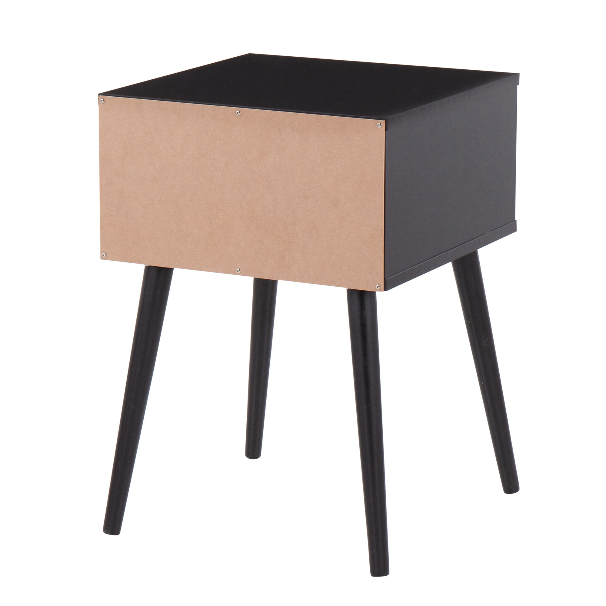 Bora Bora Black Wood Contemporary Side Table with Rattan Drawer 6 Bora Bora Black Wood Contemporary Side Table with Rattan Drawer - Image 6