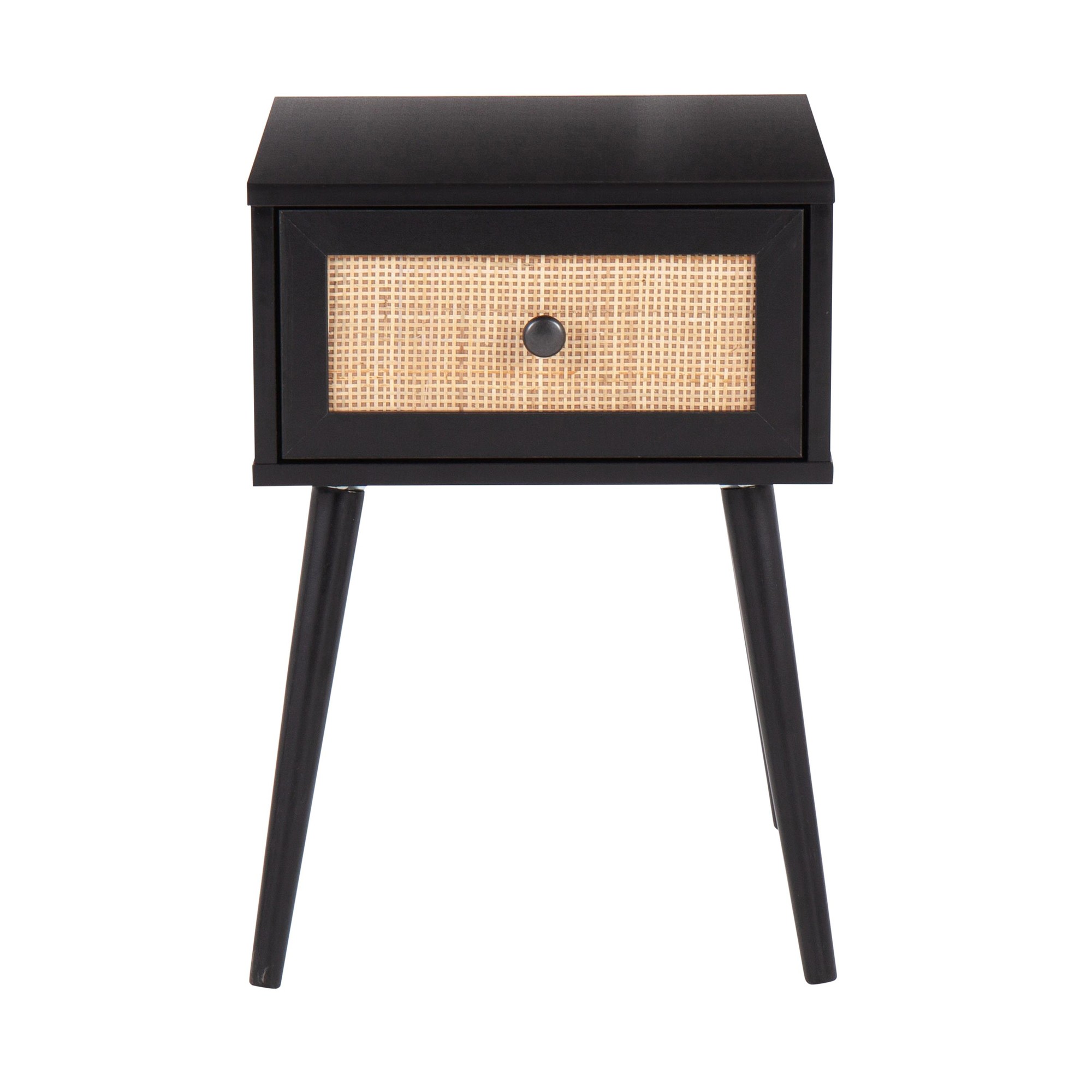Bora Bora Black Wood Contemporary Side Table with Rattan Drawer 8 Bora Bora Black Wood Contemporary Side Table with Rattan Drawer - Image 8