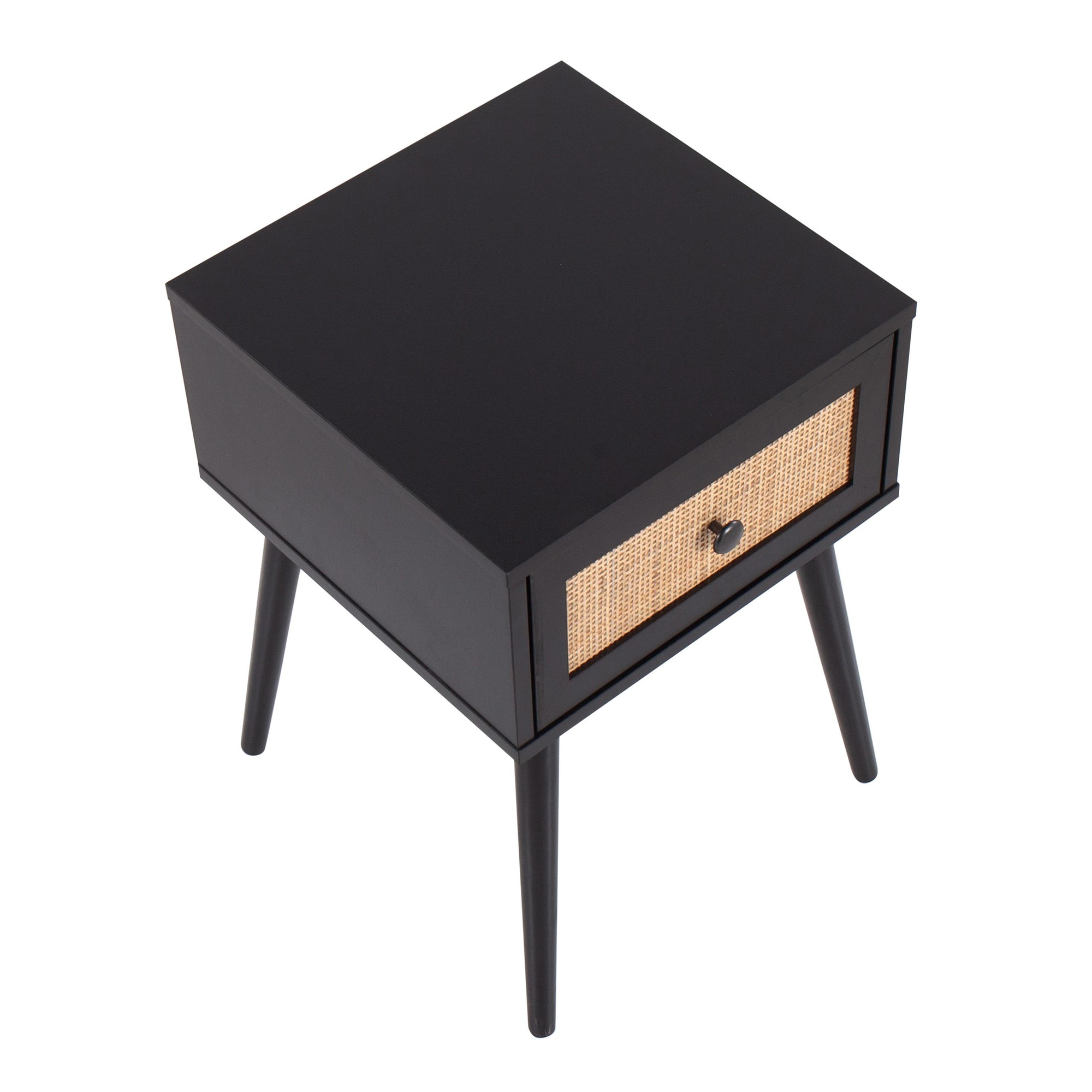 Bora Bora Black Wood Contemporary Side Table with Rattan Drawer 9 Bora Bora Black Wood Contemporary Side Table with Rattan Drawer - Image 9