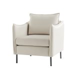 Boris Anti-Scratch Faux Leather Ivory Accent Chair with Metal Legs 6 Boris Anti-Scratch Faux Leather Ivory Accent Chair with Metal Legs