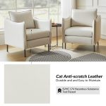 Boris Anti-Scratch Faux Leather Ivory Accent Chair with Metal Legs 8 Boris Anti-Scratch Faux Leather Ivory Accent Chair with Metal Legs
