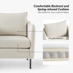 Boris Anti-Scratch Faux Leather Ivory Accent Chair with Metal Legs 9 Boris Anti-Scratch Faux Leather Ivory Accent Chair with Metal Legs