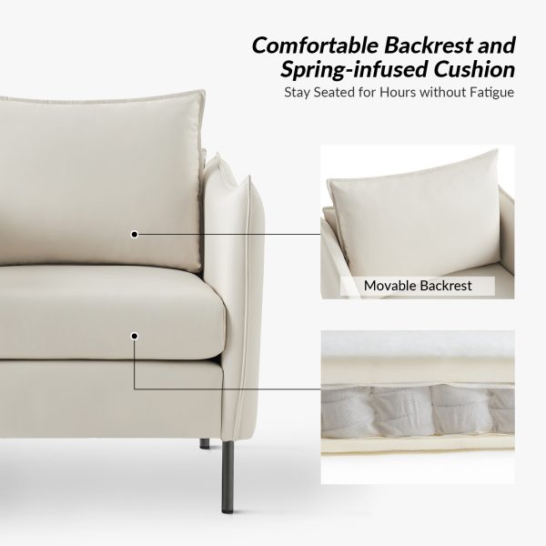 Boris Anti Scratch Faux Leather Ivory Accent Chair with Metal Legs 3
