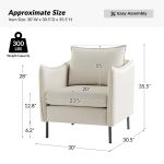 Boris Anti-Scratch Faux Leather Ivory Accent Chair with Metal Legs 10 Boris Anti-Scratch Faux Leather Ivory Accent Chair with Metal Legs