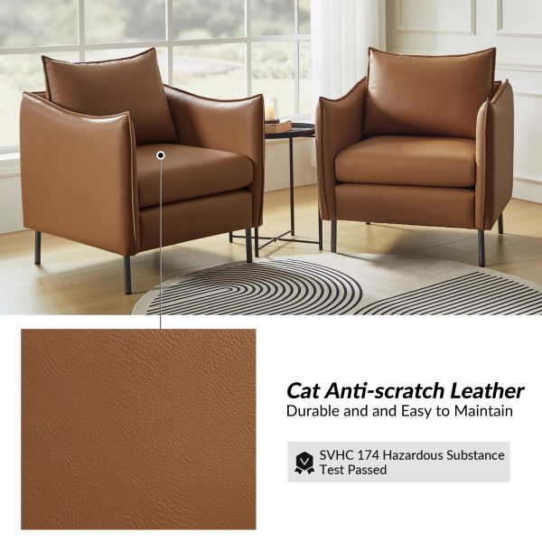 Boris Camel Anti Scratch Faux Leather Accent Chair 2