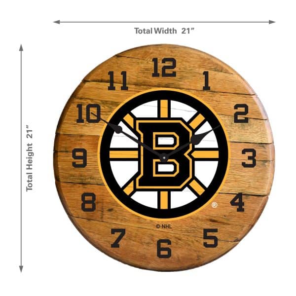 Boston Bruins Oak Barrel Clock 2
