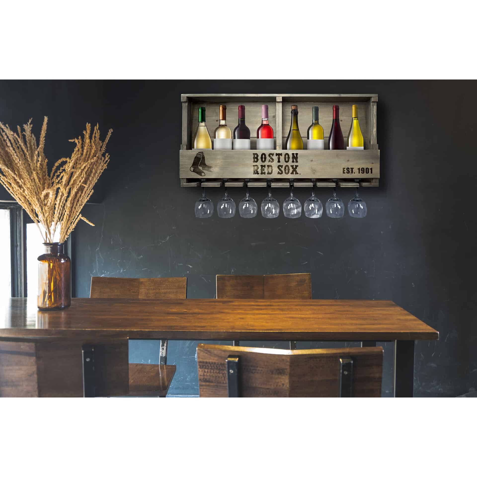 Boston Reclaimed Wood Bar Shelf Holds Bottles and Stemware 3 Boston Reclaimed Wood Bar Shelf Holds Bottles and Stemware - Image 3