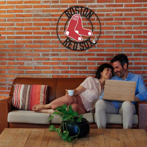 Boston Red Sox 24 Inch Wrought Iron Team Logo Wall Decor