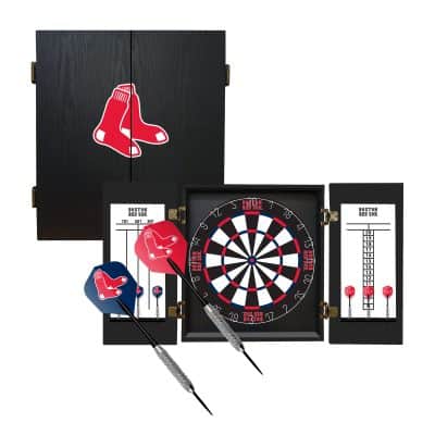 Boston Red Sox Dartboard Cabinet Set with Bristle Board