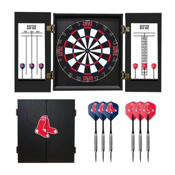 Boston Red Sox Dartboard Cabinet Set with Bristle Board 8