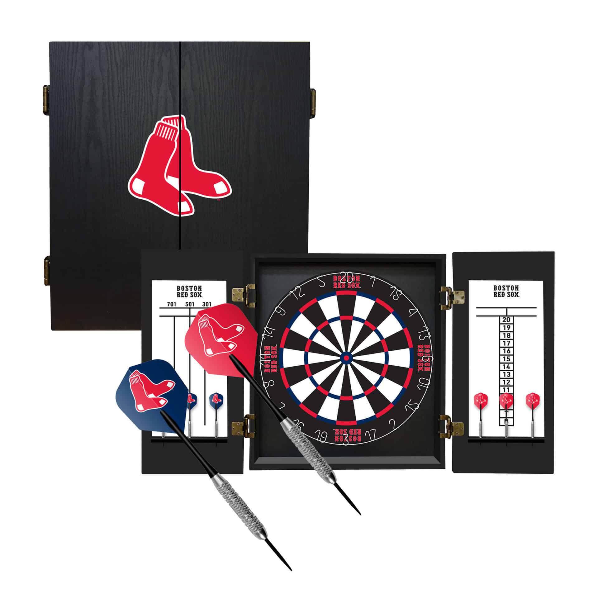 Boston Red Sox Dartboard Cabinet Set with Bristle Board 1 Boston Red Sox Dartboard Cabinet Set with Bristle Board