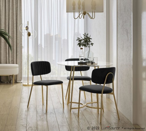 Bouton Gold Black Velvet Contemporary Accent Chairs Set of 2 1