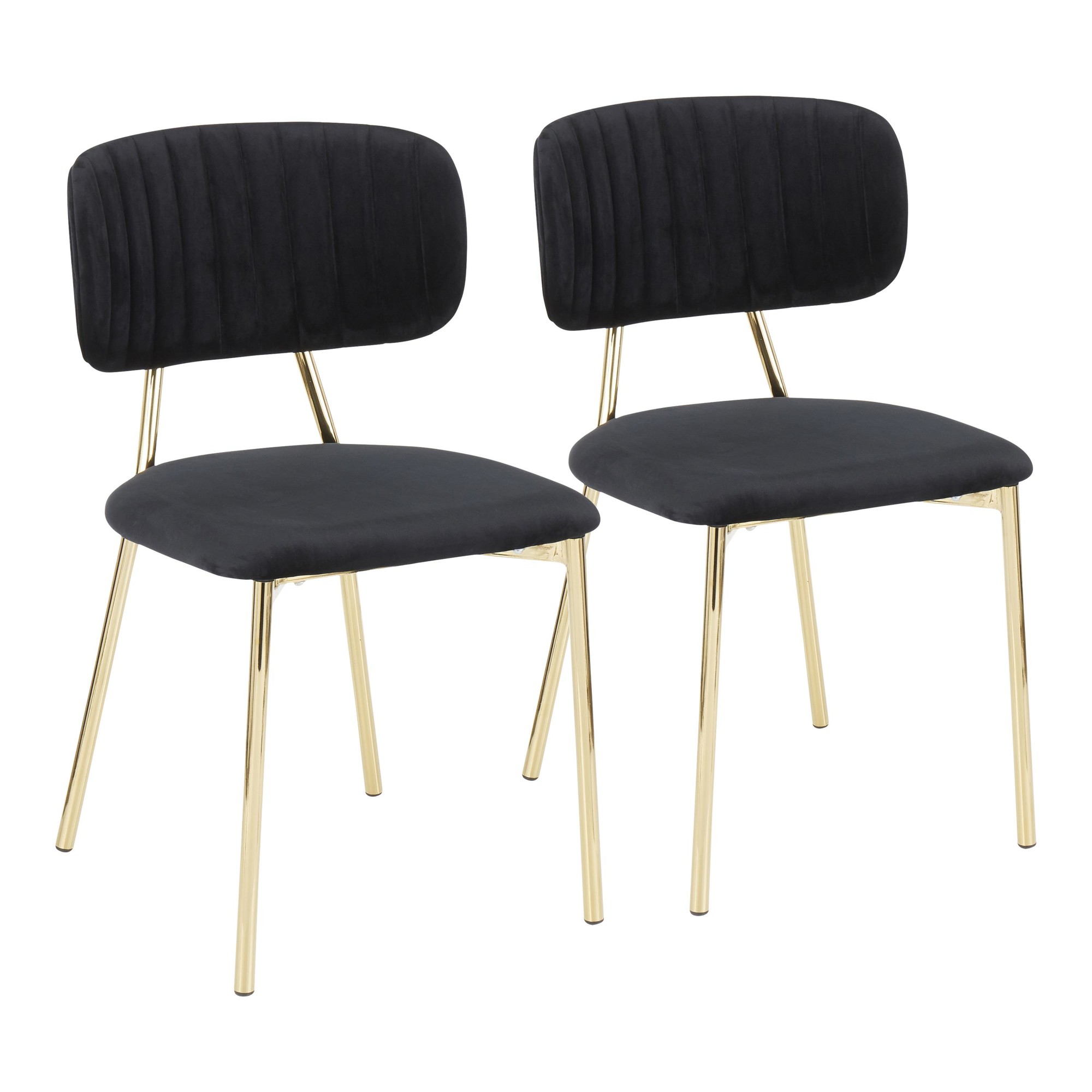 Bouton Gold Black Velvet Contemporary Accent Chairs (Set of 2) 3 Bouton Gold Black Velvet Contemporary Accent Chairs (Set of 2) - Image 3