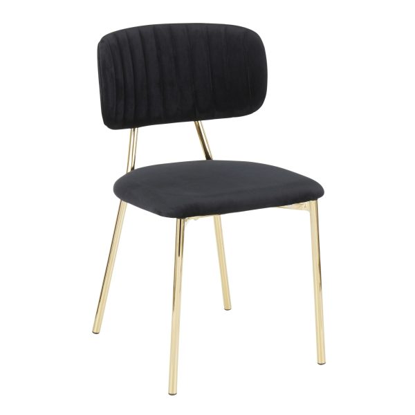 Bouton Gold Black Velvet Contemporary Accent Chairs Set of 2 3