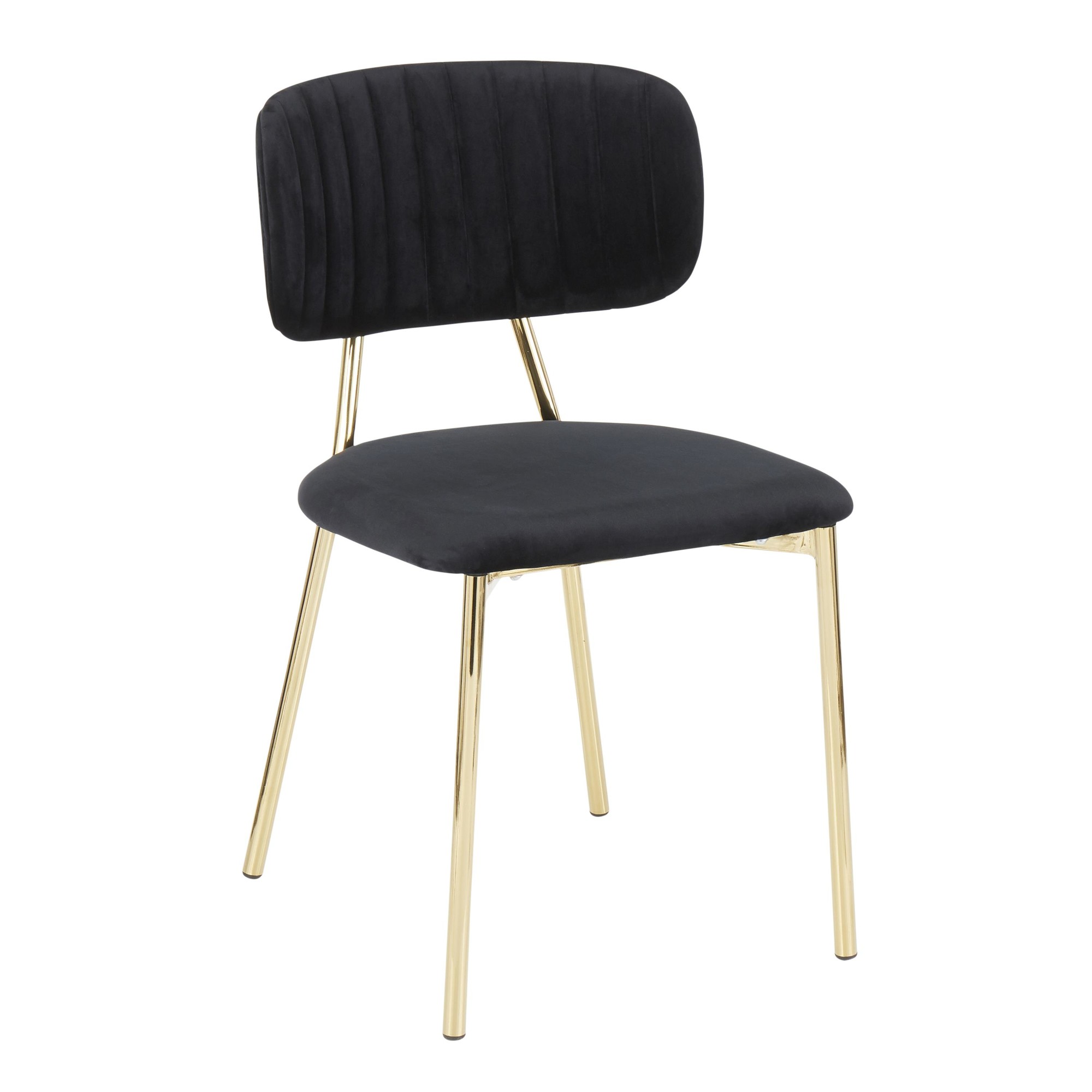 Bouton Gold Black Velvet Contemporary Accent Chairs (Set of 2) 4 Bouton Gold Black Velvet Contemporary Accent Chairs (Set of 2) - Image 4