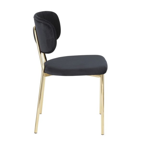 Bouton Gold Black Velvet Contemporary Accent Chairs Set of 2 4