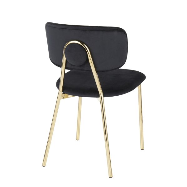 Bouton Gold Black Velvet Contemporary Accent Chairs Set of 2 5