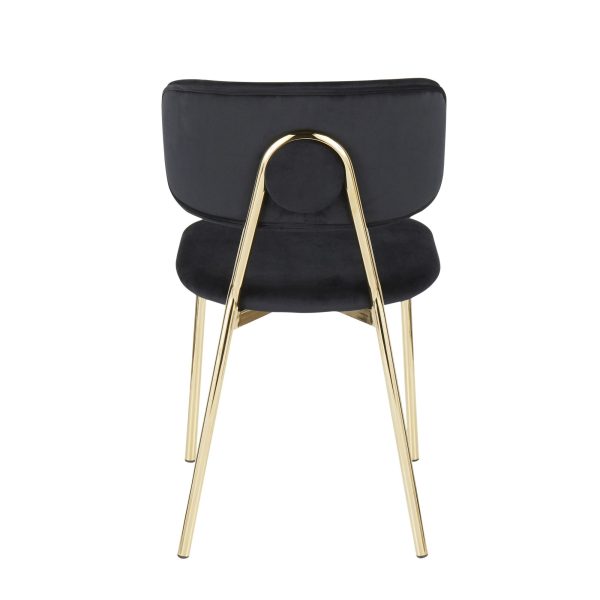Bouton Gold Black Velvet Contemporary Accent Chairs Set of 2 6