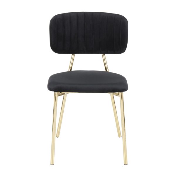 Bouton Gold Black Velvet Contemporary Accent Chairs Set of 2 7
