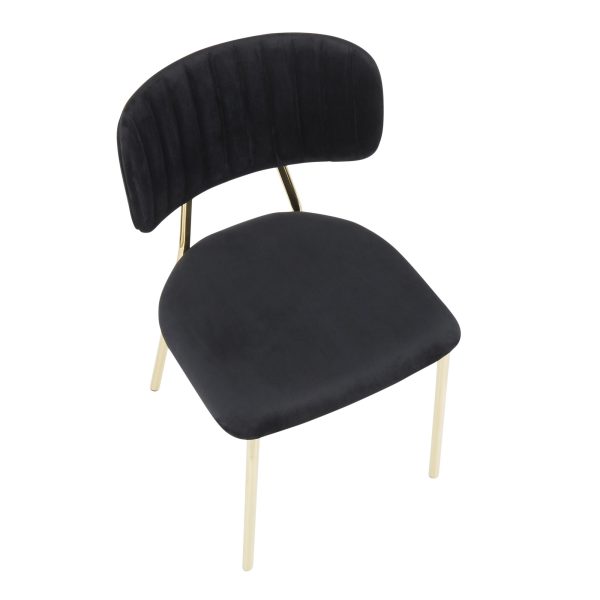 Bouton Gold Black Velvet Contemporary Accent Chairs Set of 2 8