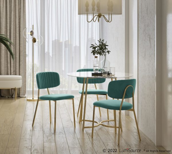 Bouton Gold Green Velvet Contemporary Accent Chairs Set of 2 1