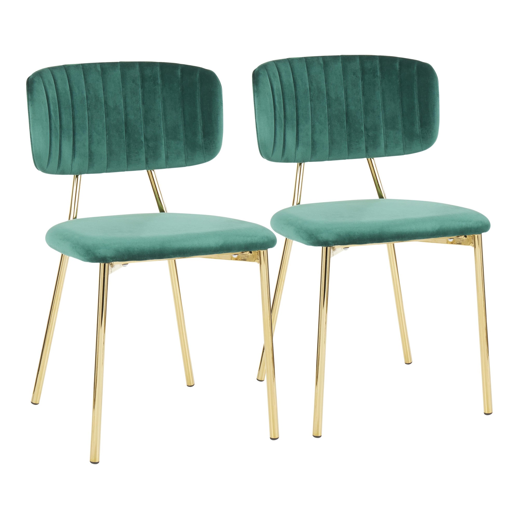 Bouton Gold Green Velvet Contemporary Accent Chairs (Set of 2) 3 Bouton Gold Green Velvet Contemporary Accent Chairs (Set of 2) - Image 3