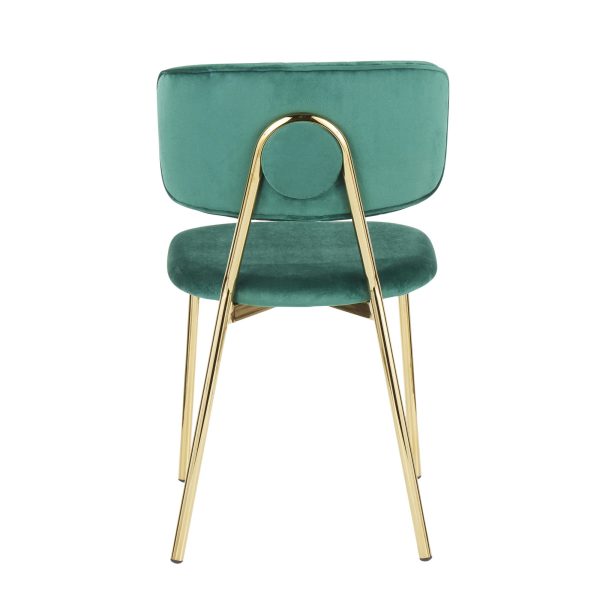 Bouton Gold Green Velvet Contemporary Accent Chairs Set of 2 6