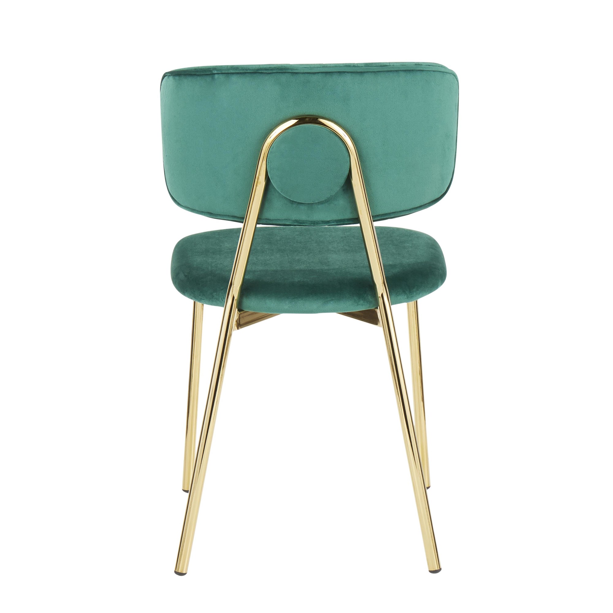 Bouton Gold Green Velvet Contemporary Accent Chairs (Set of 2) 7 Bouton Gold Green Velvet Contemporary Accent Chairs (Set of 2) - Image 7