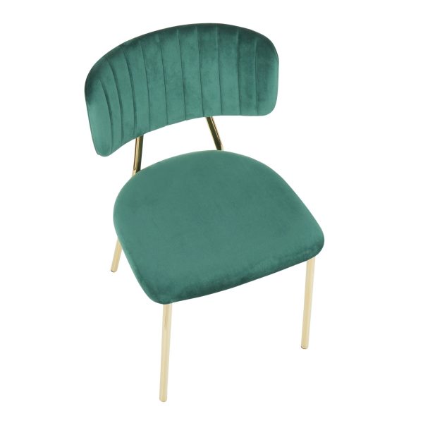 Bouton Gold Green Velvet Contemporary Accent Chairs Set of 2 8