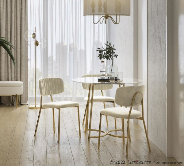 Bouton Gold Metal Cream Velvet Glam Chairs Set of 2 1