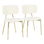 Bouton Gold Metal Cream Velvet Glam Chairs (Set of 2) 14 Bouton Gold Metal Cream Velvet Glam Chairs (Set of 2)