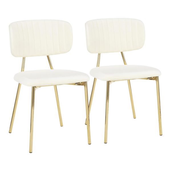 Bouton Gold Metal Cream Velvet Glam Chairs Set of 2 2