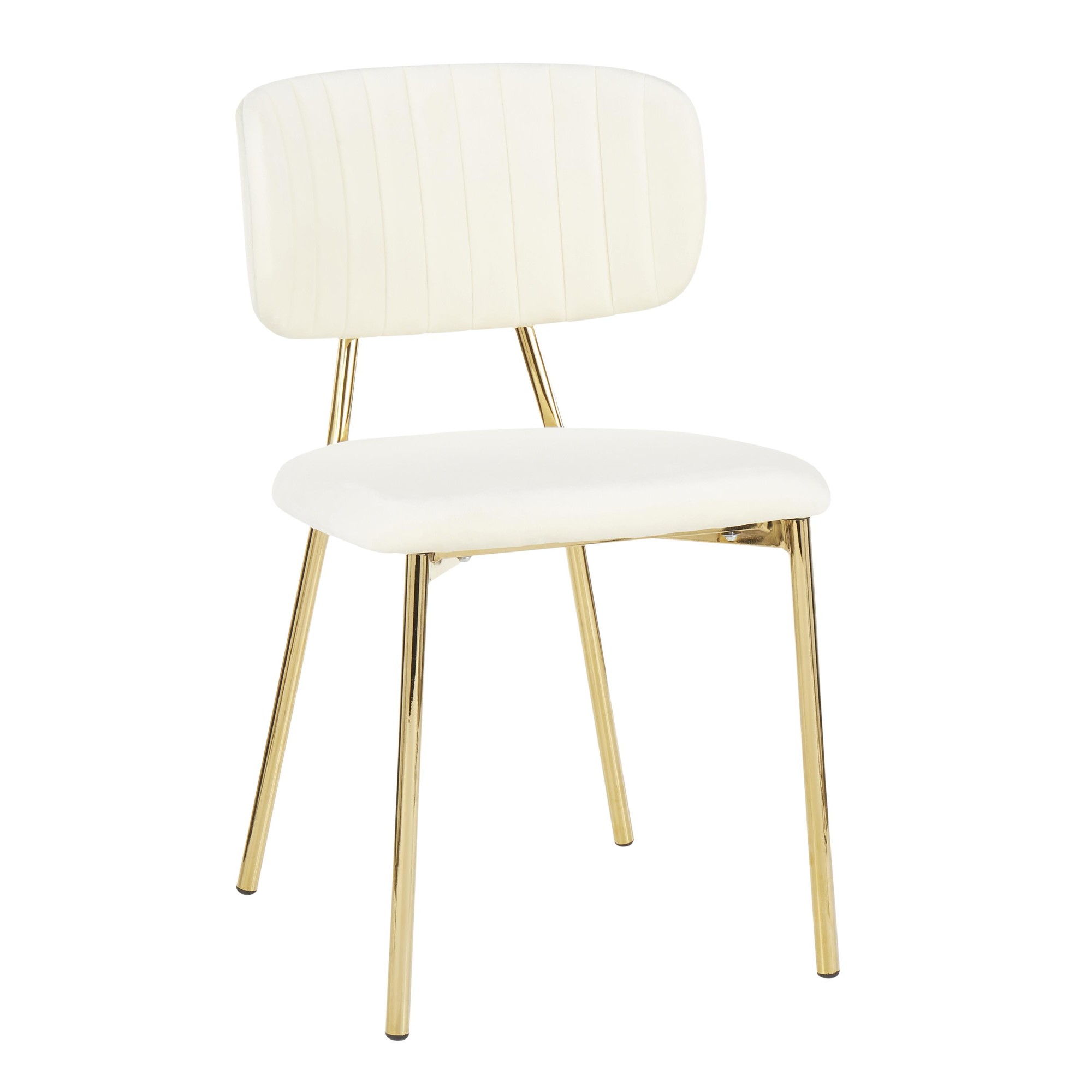 Bouton Gold Metal Cream Velvet Glam Chairs (Set of 2) 4 Bouton Gold Metal Cream Velvet Glam Chairs (Set of 2) - Image 4