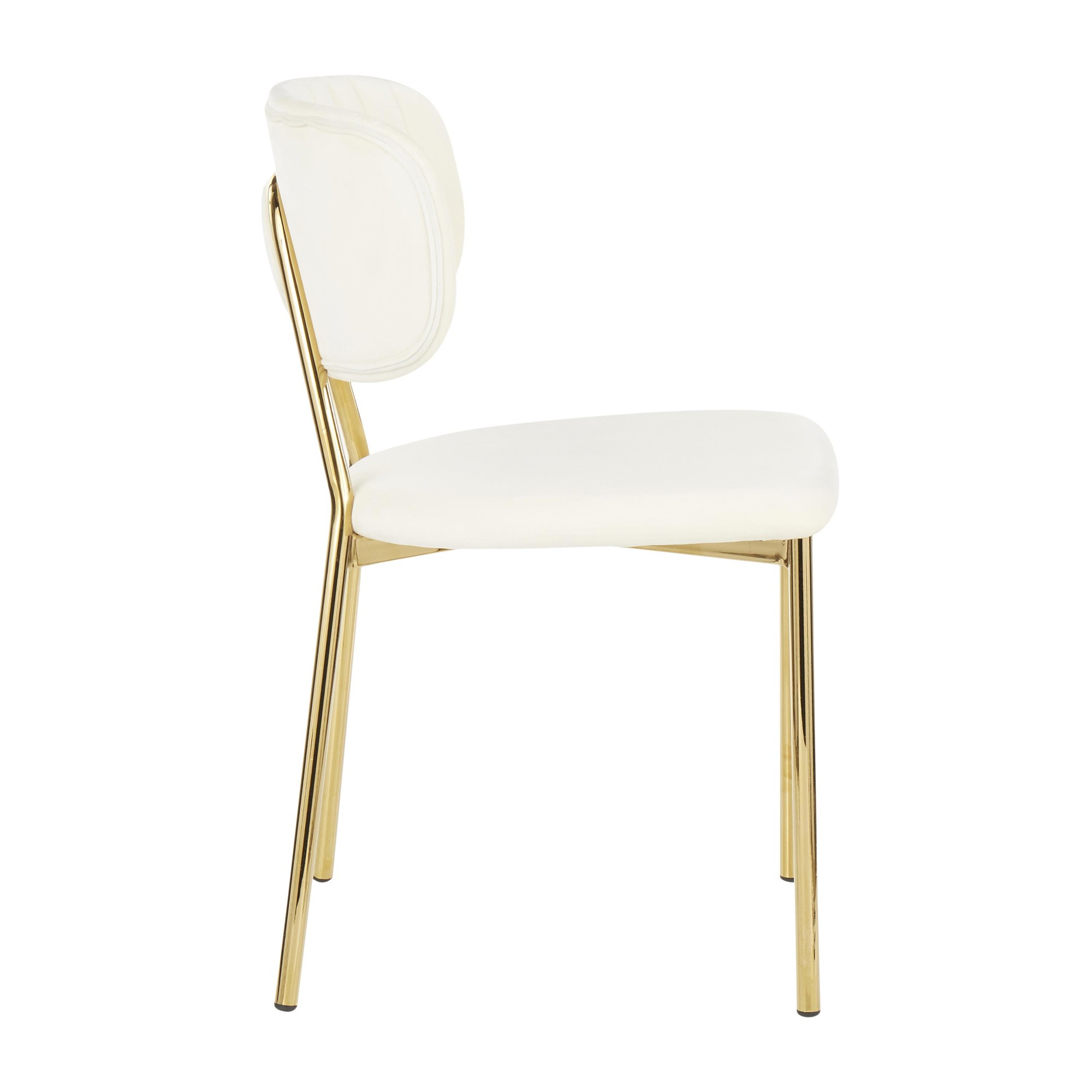 Bouton Gold Metal Cream Velvet Glam Chairs (Set of 2) 5 Bouton Gold Metal Cream Velvet Glam Chairs (Set of 2) - Image 5