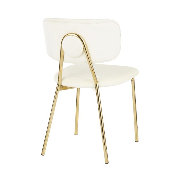 Bouton Gold Metal Cream Velvet Glam Chairs Set of 2 5