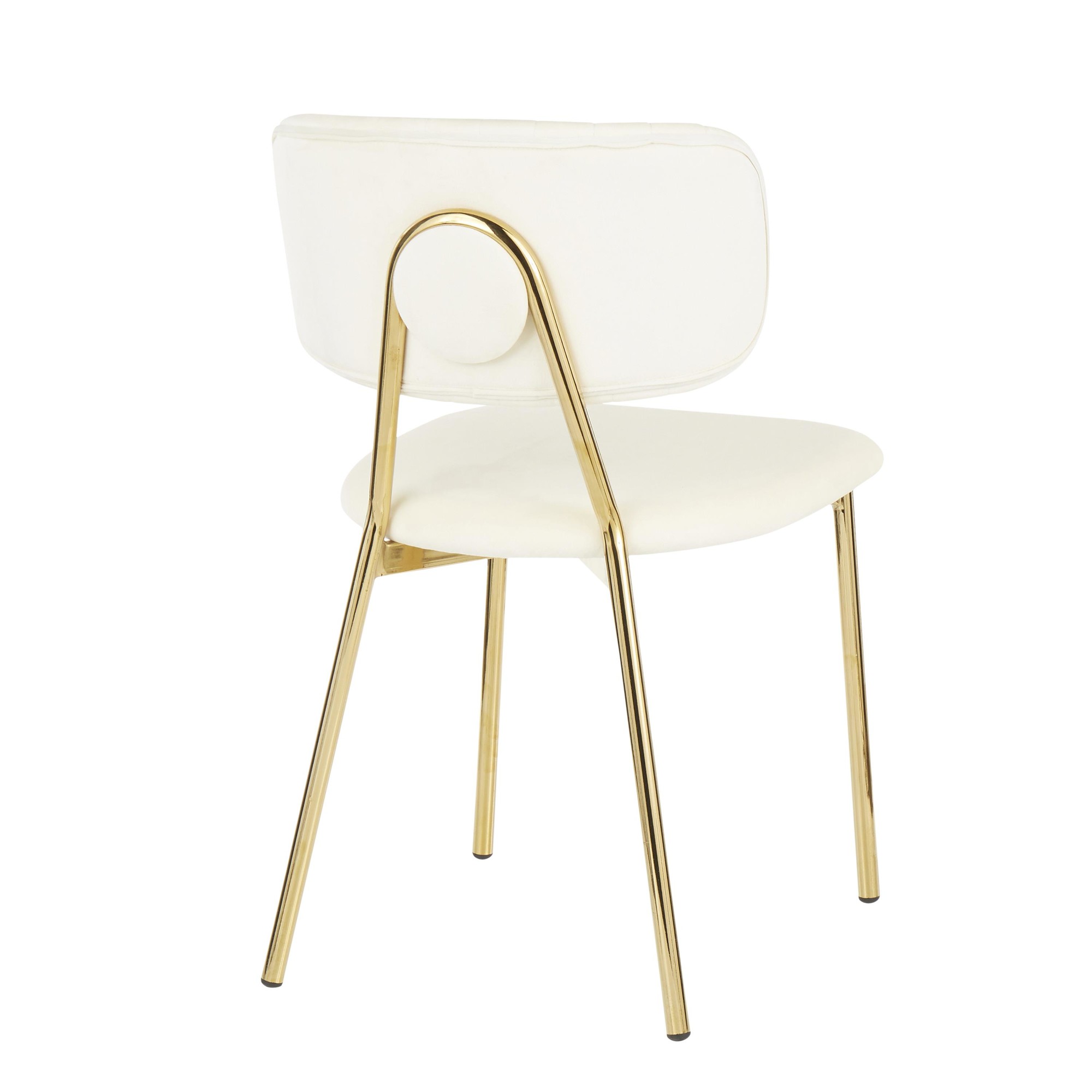 Bouton Gold Metal Cream Velvet Glam Chairs (Set of 2) 6 Bouton Gold Metal Cream Velvet Glam Chairs (Set of 2) - Image 6