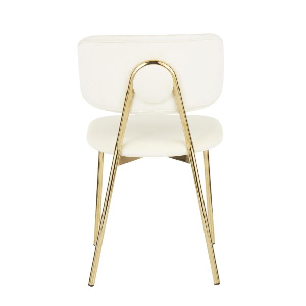 Bouton Gold Metal Cream Velvet Glam Chairs Set of 2 6