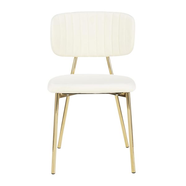 Bouton Gold Metal Cream Velvet Glam Chairs Set of 2 7