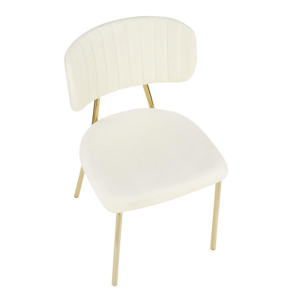 Bouton Gold Metal Cream Velvet Glam Chairs Set of 2 8