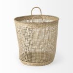 Bowie 19.7L x 19.7W x 19.7H (Set of 3) Medium Brown Seagrass Round Basket W/ Handles