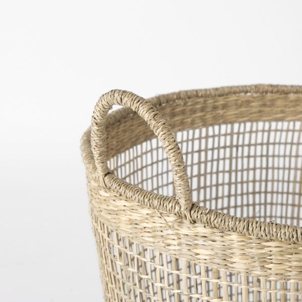 Bowie 19.7L x 19.7W x 19.7H Set of 3 Medium Brown Seagrass Round Basket W Handles 3