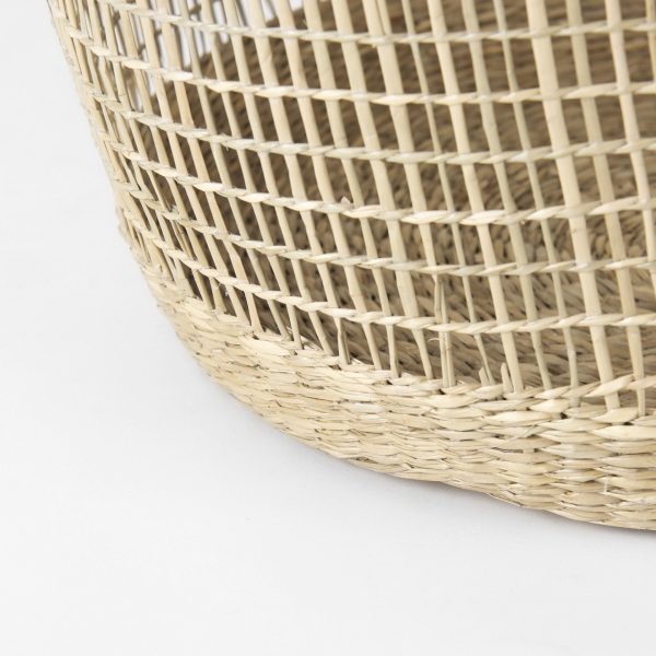 Bowie 19.7L x 19.7W x 19.7H Set of 3 Medium Brown Seagrass Round Basket W Handles 7