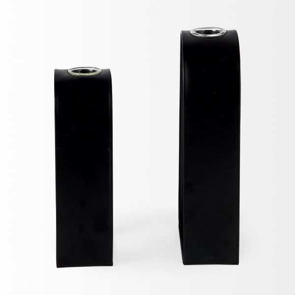 Boyer 5.1L x 3.0W x 12.0H Black Metal WGlass Set of Two Test Tube Decorative Objects 3