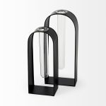 Boyer 5.1L x 3.0W x 12.0H Black Metal W/Glass Set of Two Test Tube Decorative Objects