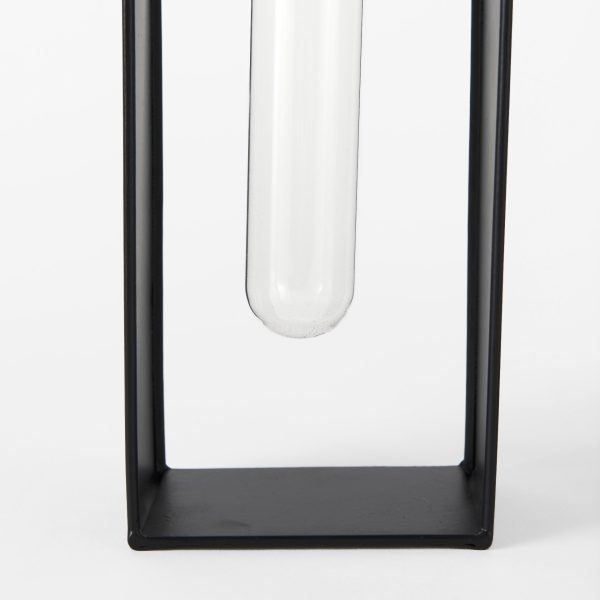 Boyer 5.1L x 3.0W x 12.0H Black Metal WGlass Set of Two Test Tube Decorative Objects 6