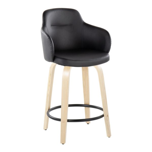 Boyne 24 Contemporary Black Faux Leather Counter Stools Set of 2 1